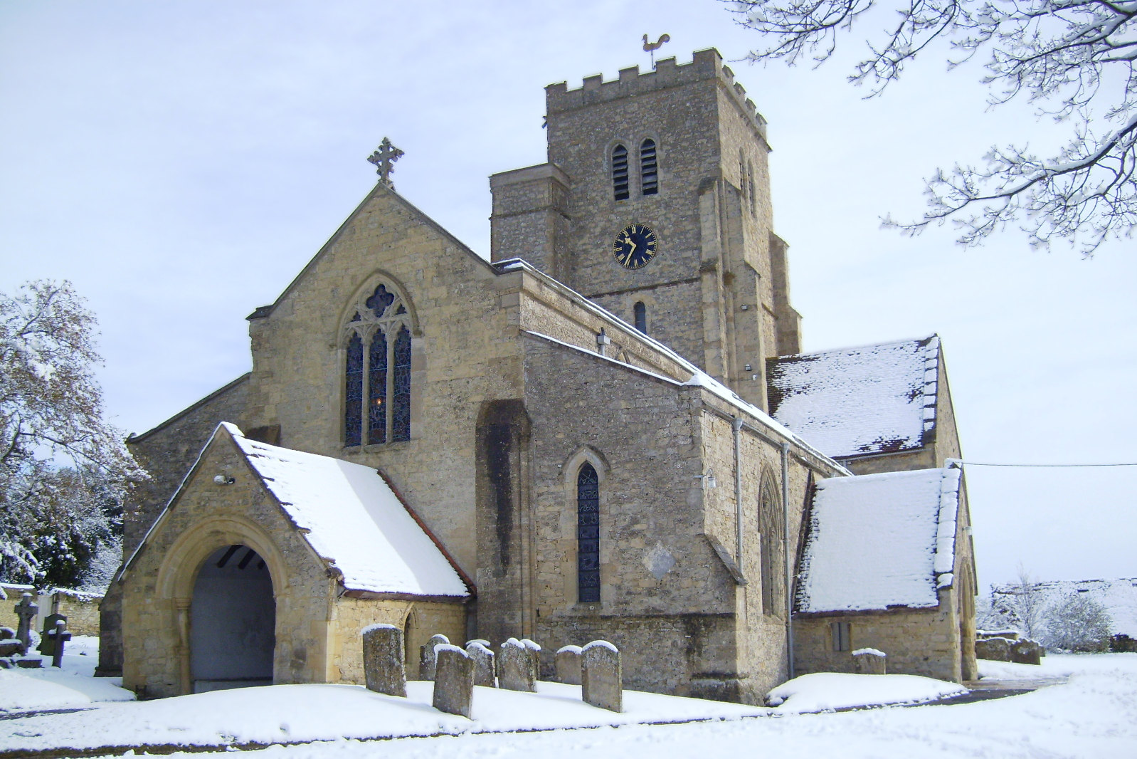 A church covered in snow.