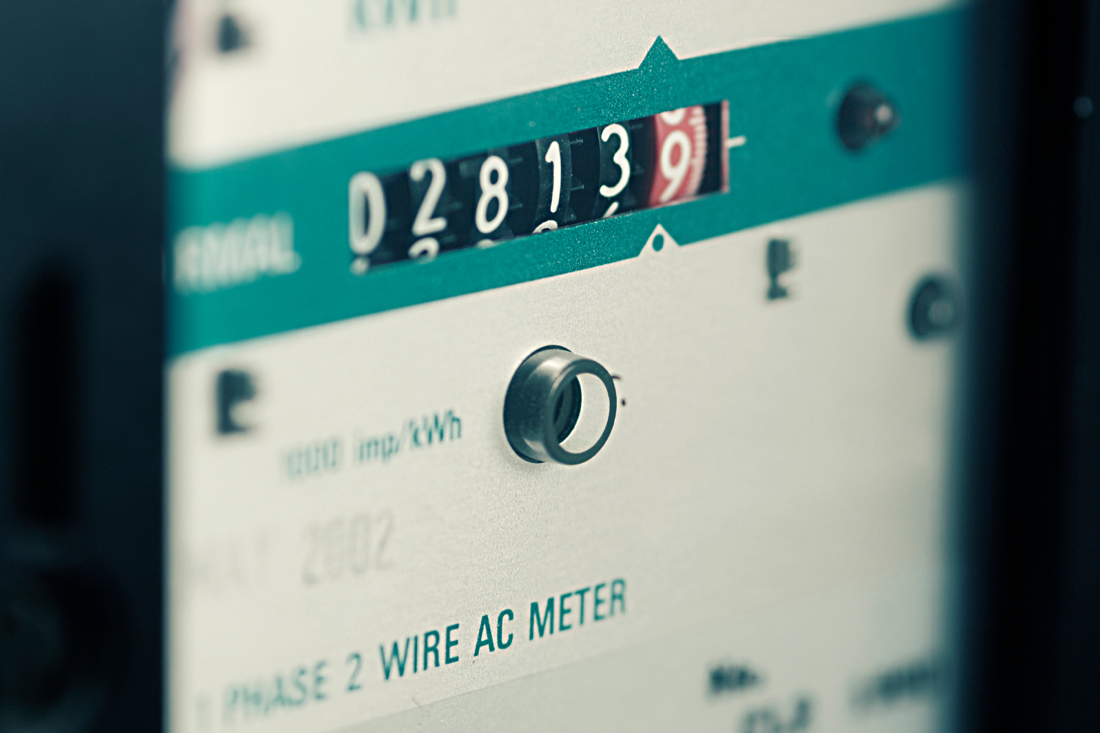 A closeup of an electricity meter.