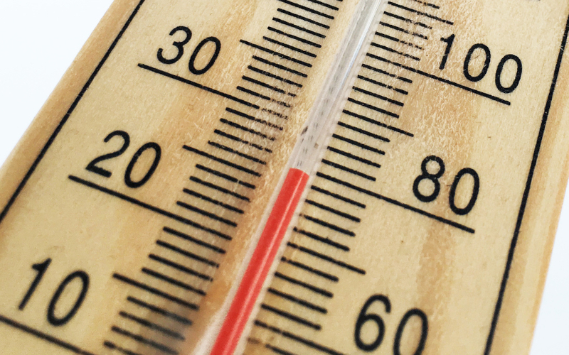 A close-up of a thermometer.
